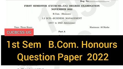 BUSINESS MANAGEMENT         |        1st Sem   B.Com. Honours     Question Paper   2022 #calicut