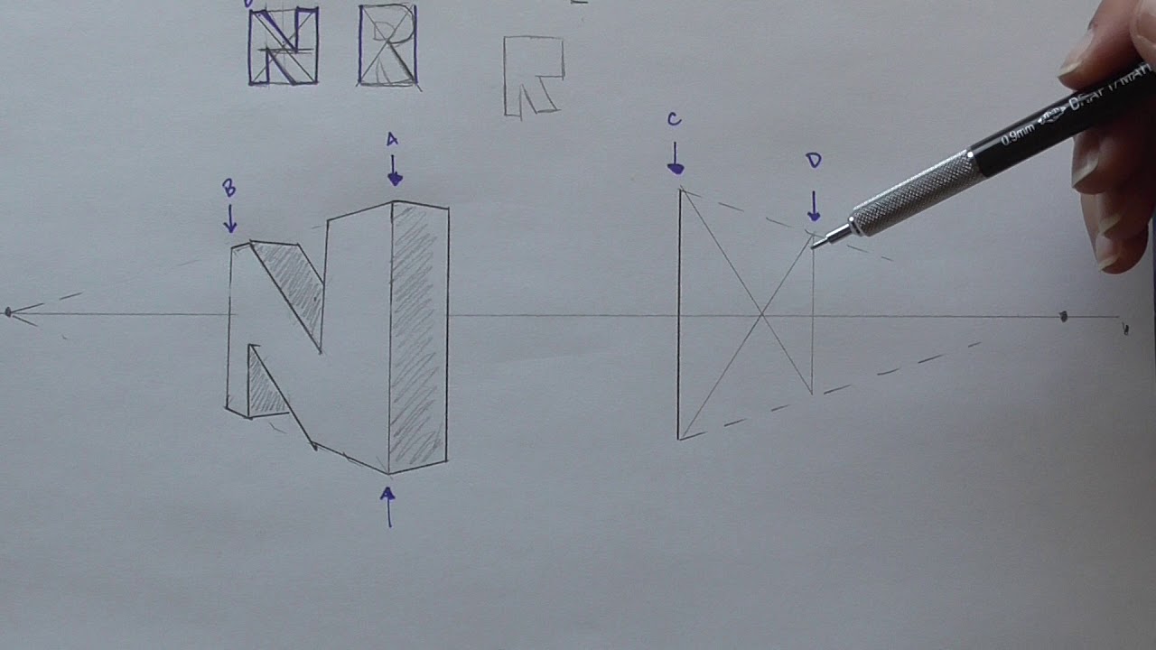 two point perspective part 2 letters - YouTube
