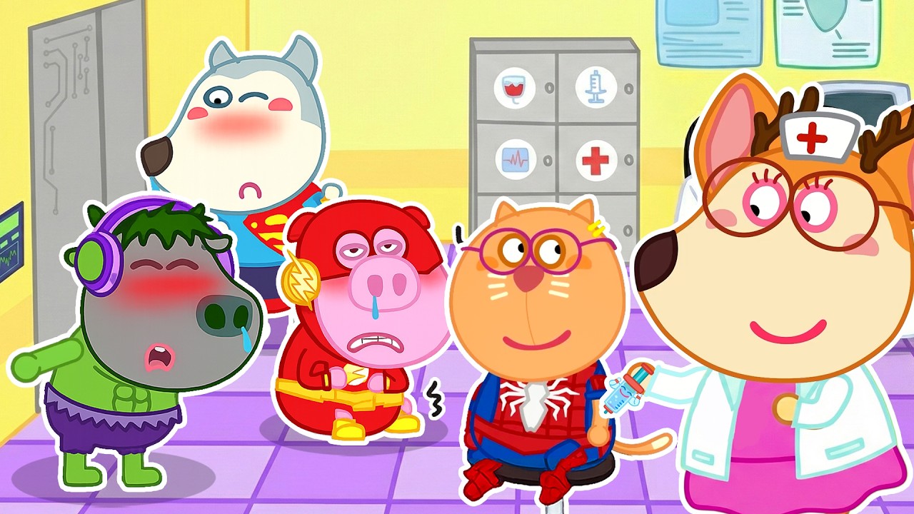 Oh No, Superhero Babies Got Sick! Time for a Shot | Wolfy - Baby Cartoons