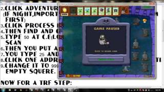 Plants vs Zombies hack (time running fast & infinite sun) use cheat engine 6.2