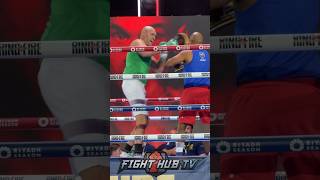 Tyson Fury SMASHES pads with Usyk KO shot at media workout!