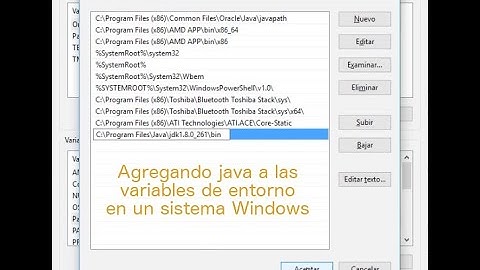 Agregar java (jdk) a las variables de entorno del sistema windows