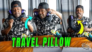Guy Showcases a Lighted Pillow With Fans Intended for Travel Comfort