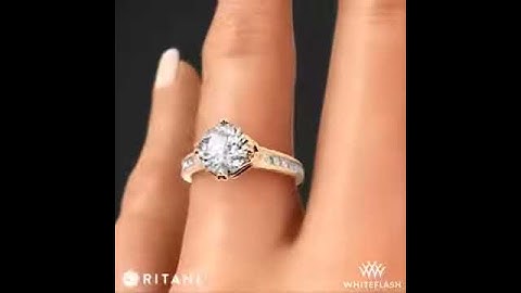 Ritani 1RZ1385 Modern Channel Set Diamond Band Engagement Ring in Rose Gold on Hand