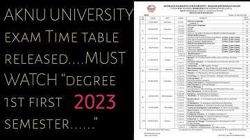AKNU UNIVERSITY exam TIME TABLE for degree first (1st) semester students ...