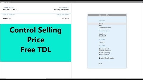 Control Selling Price in Tally Prime-  Free TDL