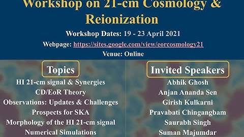 Workshop on 21-cm Cosmology & Reionization - Day 1 - session 1