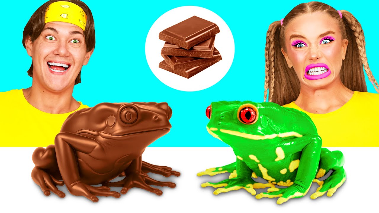 Челлендж. Шоколадная Еда vs Настоящая еда | Кто Победит в Битве на Кухне от BaRaDa Challenge