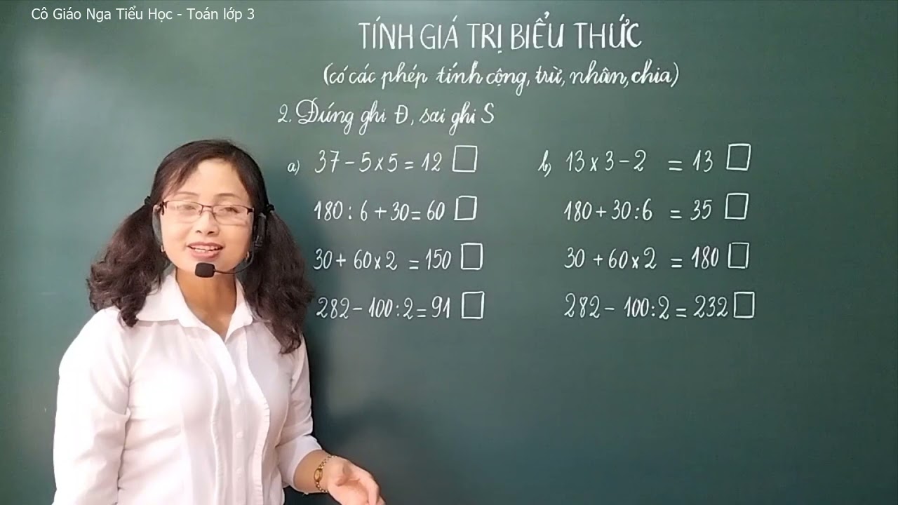 Toán lớp 3 : Bài 57. TÍNH GIÁ TRỊ BIỂU THỨC