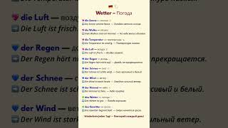 🌧️☀️Топ-10 слов на немецком языке по теме “Wetter-Погода» для начинающих 🇩🇪