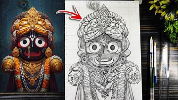 Lord Jagannath Drawing, Rath Yatra Special Drawing, Puri Jaganath Outline Tutorial Step by step