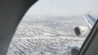 Air France 747-400 Landing in snow-covered Montreal Upper Deck View