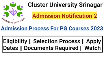 Cluster University Srinagar Released Admission Notification For PG Courses 2023
