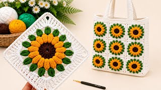 You'll be amazed at this motif! 🌻 Making Knit Bags with Square Motif. Step by Step Easy Narration You'll be amazed at this motif! 🌻 Making Knit Bags with Square Motif. Step by Step Easy Narration