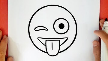 HOW TO DRAW WINKING WITH TONGUE STICKING OUT EMOJI
