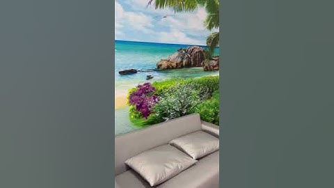 Trang trí tranh 3D cảnh biển cho phòng khách căn hộ đẹp không rối tầm nhìn.