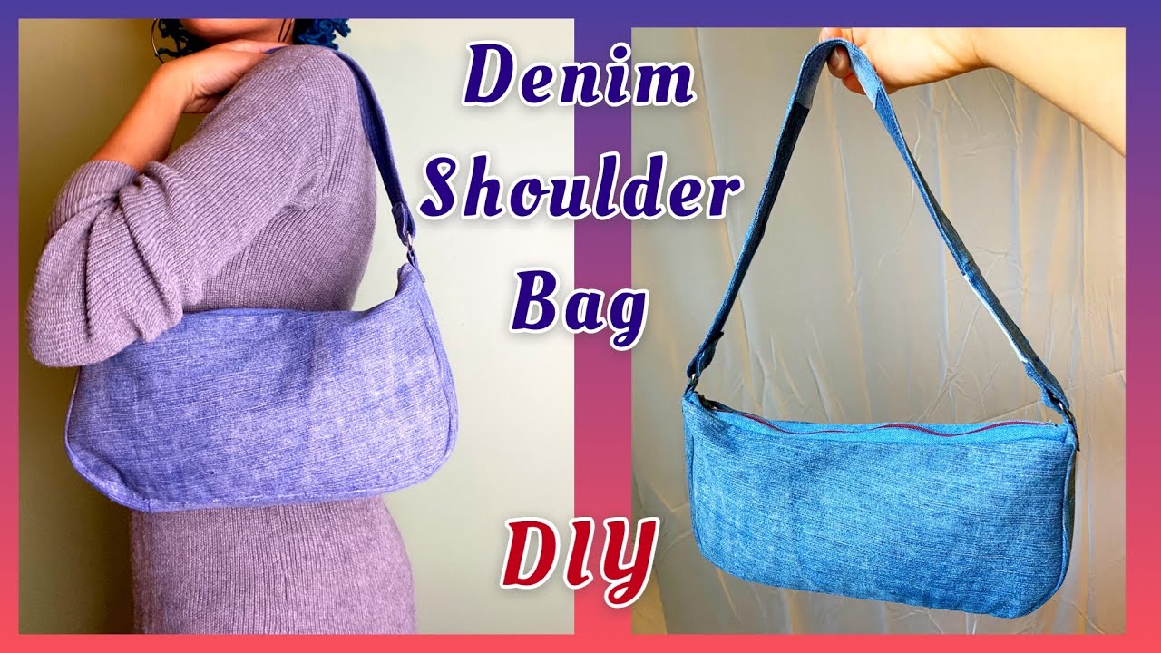 DIY Denim Shoulder BAG Upcycled // Denim Series // How to make a Shoulder Bag YouTube
