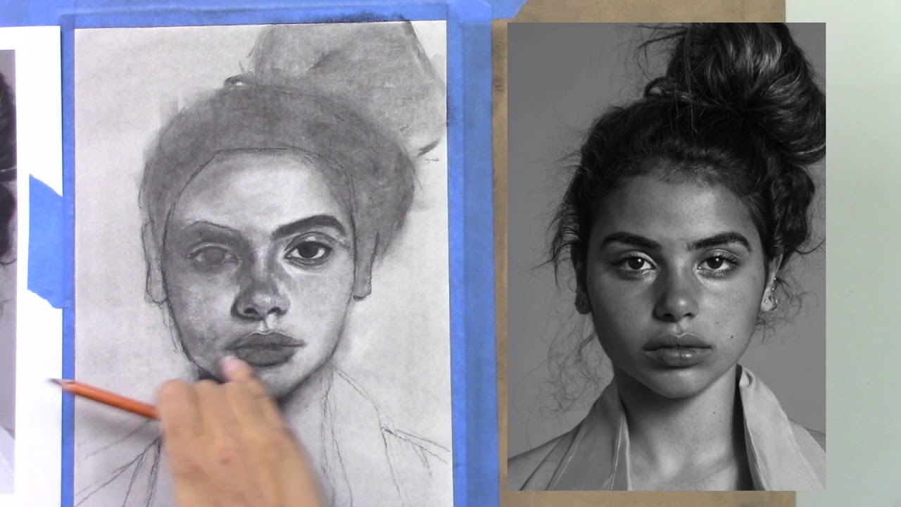 Charcoal Drawing Tutorial Female Portrait YouTube