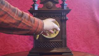 Antique American "Ansonia" 8-Day Oak Case Striking Mantel Clock