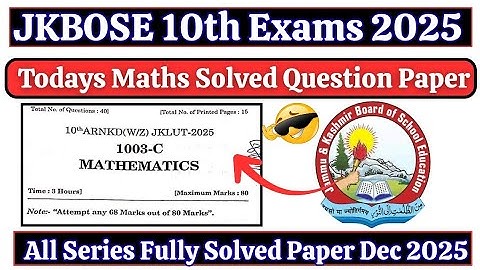 JKBOSE 10th Maths Today