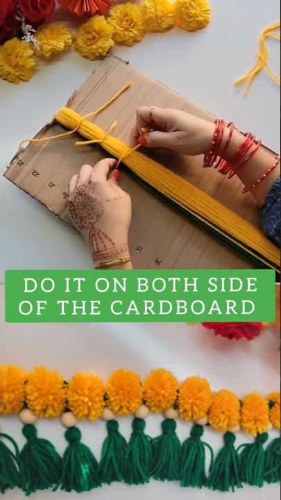 DIY Wool Marigold Flower Toran for Diwali