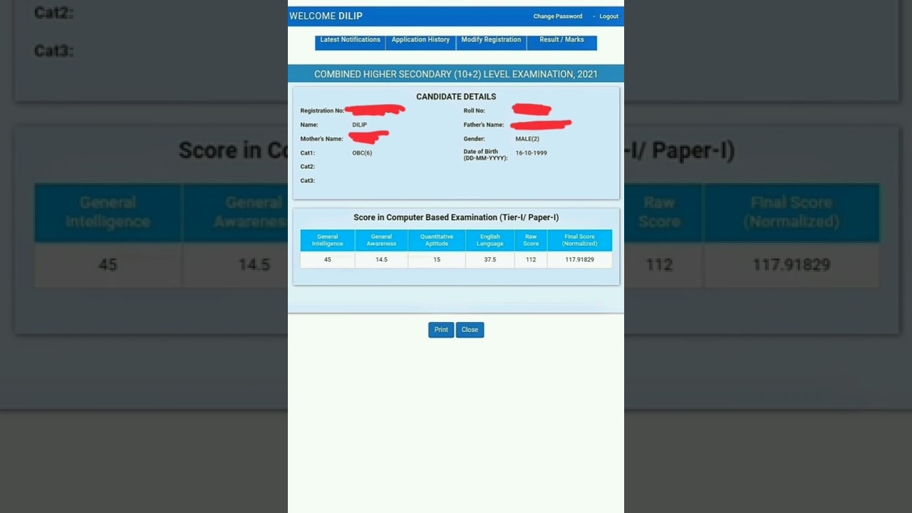 CHSL 2021 Normalised Marks 