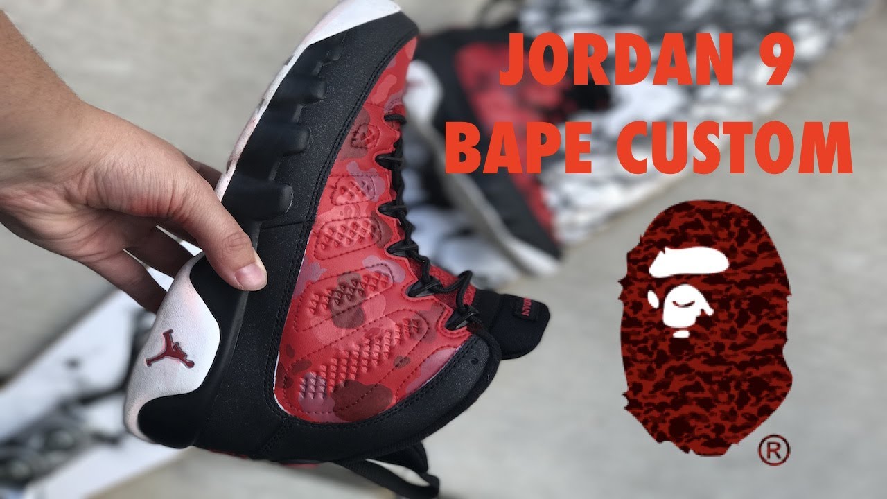 JORDAN 9 (RED BAPE CAMO CUSTOM) - YouTube