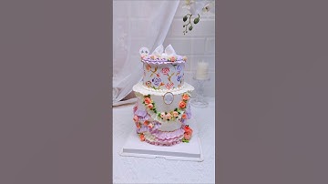 2 tier cake decorating tutorial #shorts #youtubeshorts