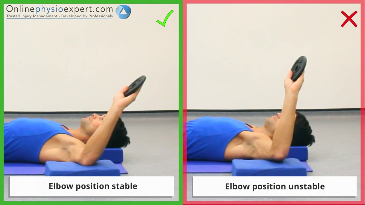 Supine lying rotator cuff muscle IR strength hand weight 2 L YouTube