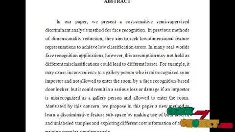 Final Year Projects | CostSensitive Semi-Supervised Discriminant Analysis for Face Recognition
