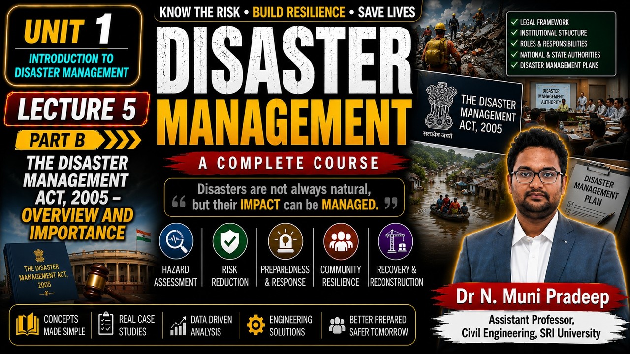 Unit 1 Lecture 5 Part B The Disaster Management Act, 2005 Overview and Importance