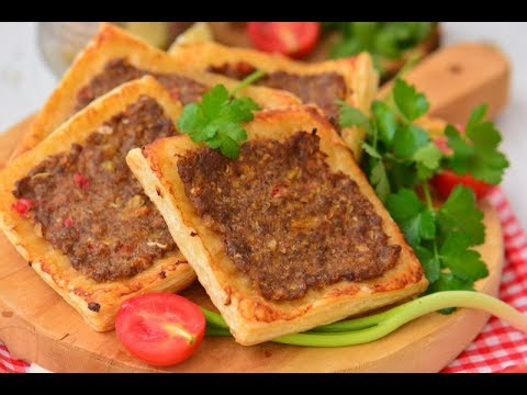 5 Dakikada Çıtır Milföy  Lahmacun Tarifi ( Aşırı  Pratik Ve çok Nefis)