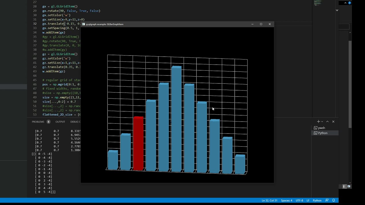 Python 3.9.5: Playing with 3D Bars in PyQtGraph - YouTube