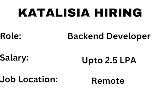 Backend Developer Wanted: Join Katalisia and Work Remotely