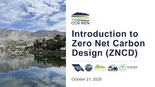 CCR REN Training Course: Introduction to Zero Net Carbon Design