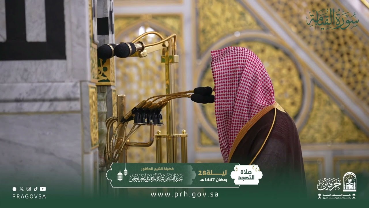 المصحف المرئي من صلاتي التراويح والتهجد بالمسجد النبوي 1447هـ.(سورة القيامة )