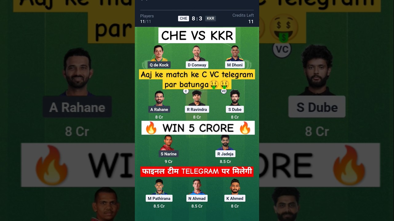 Chennai Super Kings vs Kolkata knight riders Dream11 Prediction team today || CSK vs KKR || 