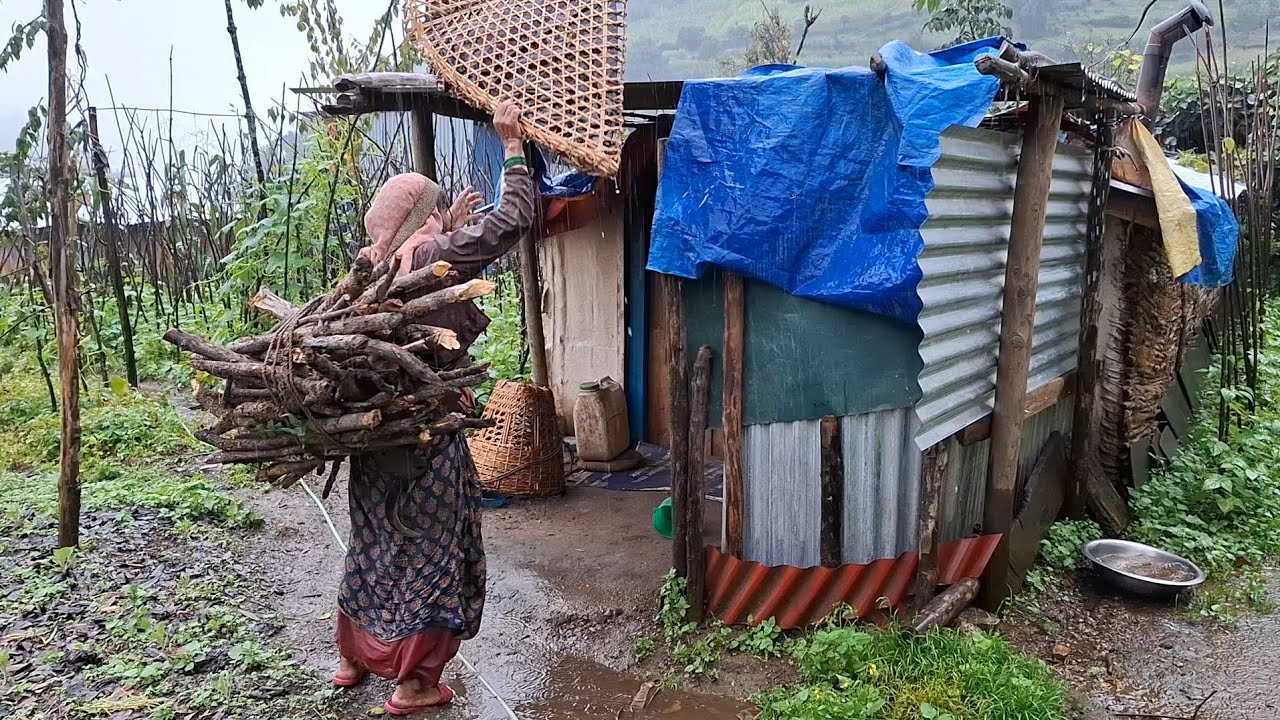 Real Nepali Mountain Village Life During the Rain || Most peaceful And Relaxing Village Life ||