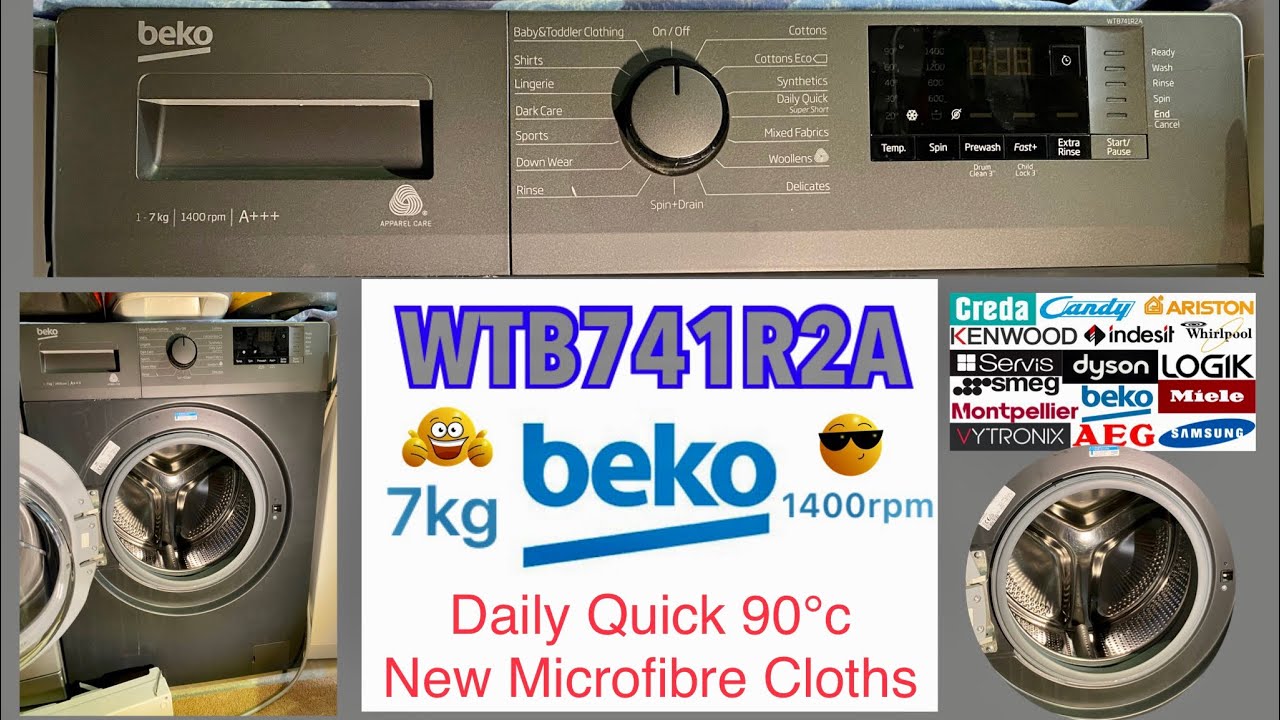 BEKO WTB741R2A, Daily 90°c Washing New Microfibre Cloths