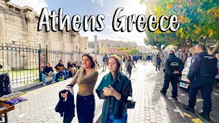 Athens Greece, walking tour 4k HDR, University, Syntagma, Plaka, Monastiraki, Temple of Zeus