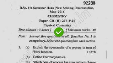 2016 Mdu BSc Chemistry Hons 4th Sem Physical Chemistry Question Paper