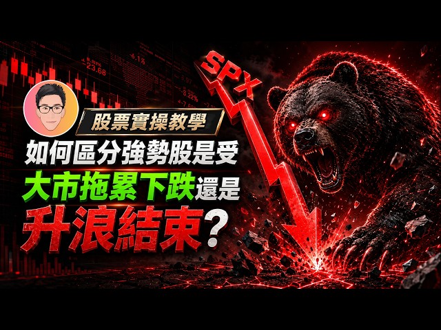 【股票實操教學】如何區分強勢股是受大市拖累下跌還是升浪結束？@jlawstock
