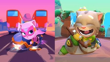 TALKING TOM HERO DASH VS TALKING TOM GOLD RUN 2 ANDROID GAMEPLAY - TALKING TOM VS Super Angela