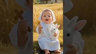 Innocent Baby Jesus Praying for the World 🌍 | God’s Love & Blessings for Everyone 🙏✨ #jesuslovers