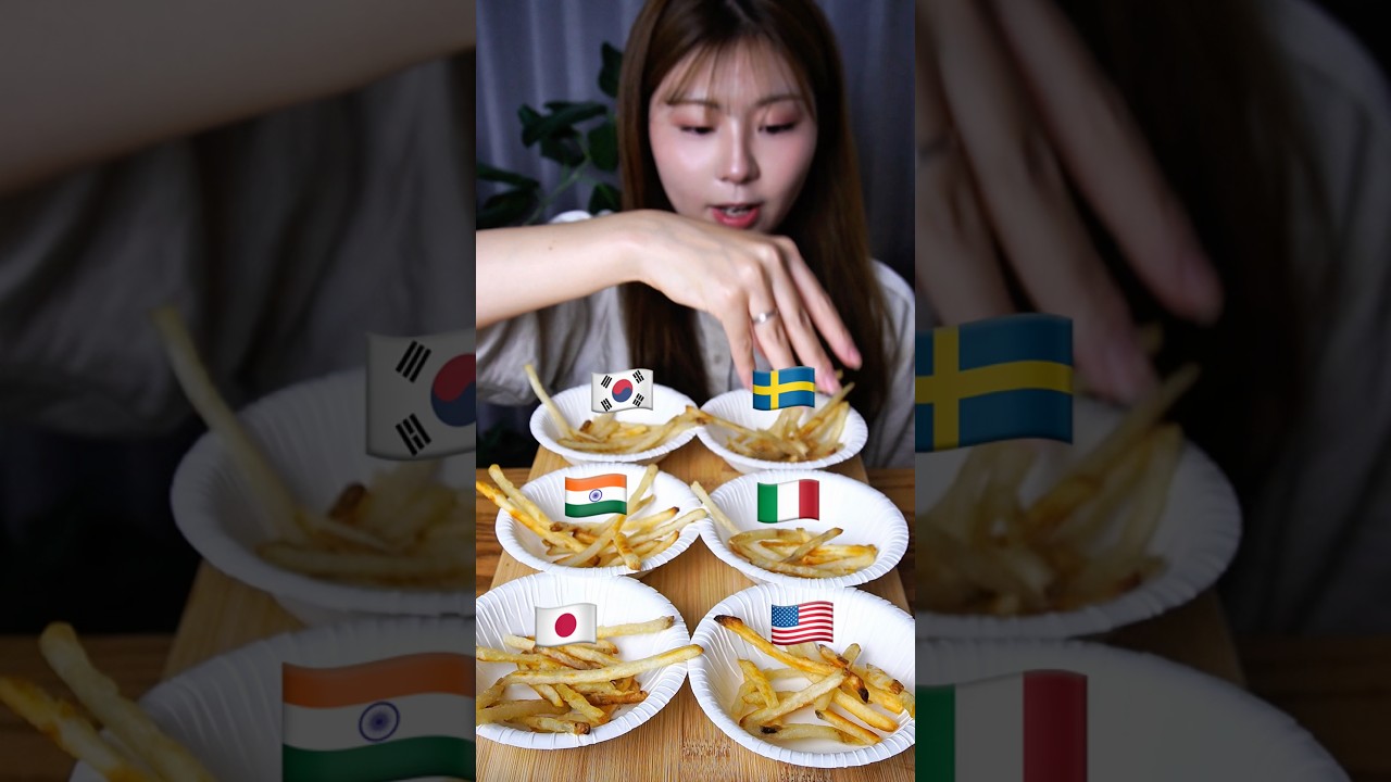 フライドポテトを世界風アレンジして食べ比べ🍟シャカシャカポテトアレンジ🍟 #asmr #mukbang #friedpotato #potato #crispy