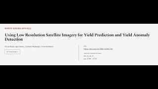Famous Using Low Resolution Satellite Imagery for Yield Prediction and Yield Anomaly Detecti... | RTCL.TV Profile