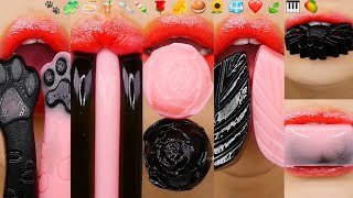 asmr BLACK & PINK EMOJI JELLY FOOD블랙 & 핑크 이모지 젤리 먹방 eating sounds