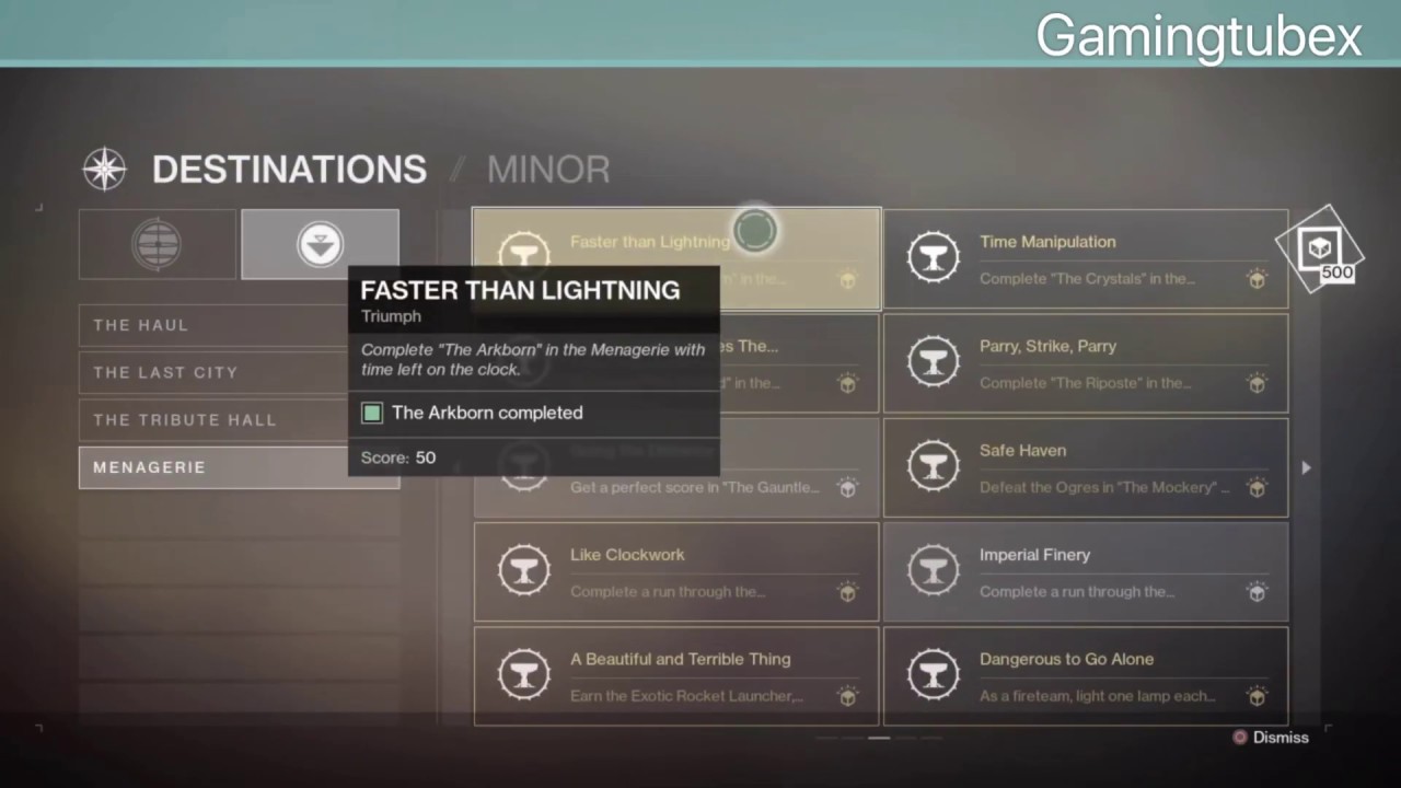 Destiny 2 The Menagerie How to get Faster Than Lightning Triumph At The Arkborn.