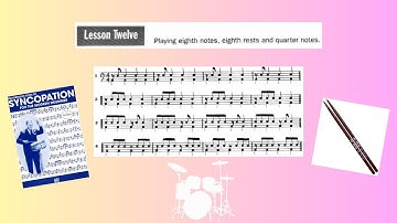 Syncopation by Reed (Lesson 12, Page 30, Number 1 - 12) - Practice with Me! #drums #drum #drummer