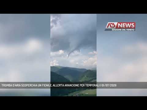 Video TROMBA D'ARIA SCOPERCHIA UN FIENILE, ALLERTA ARANCIONE PER TEMPORALI | 01/07/2026